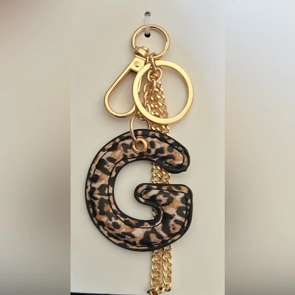 🐆 Leopard PU leather “G” Initial Letter Keyring Keychain Bag Charm🐆NWT - Picture 10 of 10